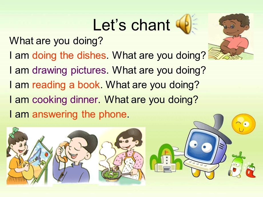 pep小学五年级英语下册Unit4WhatareyoudoingPartBLet'slearn课件.ppt_第2页