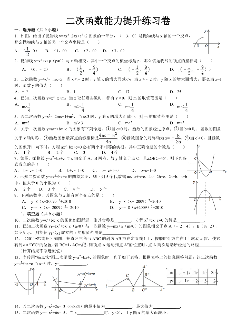 二次函数能力提升练习卷.doc_第1页