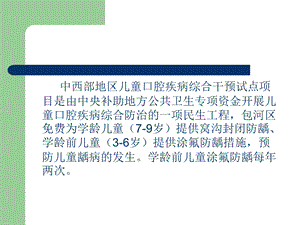 儿童口腔疾病综合干预项目PPT文档.ppt