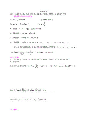 函数函数的定义域、值域、单调性、奇偶性、对称性、周期性、函数的综合应用复习1[1].doc