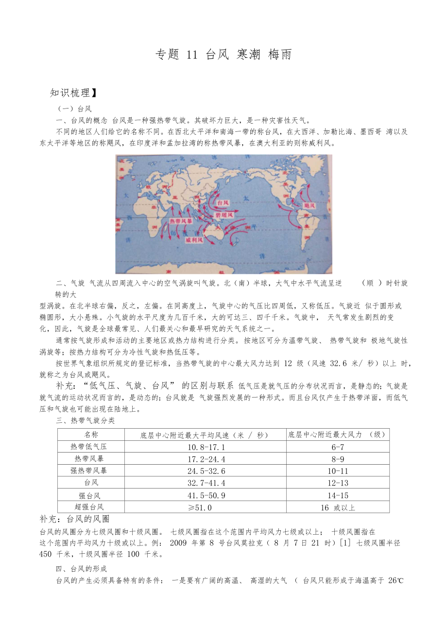 地理专题11台风寒潮梅雨.docx_第1页