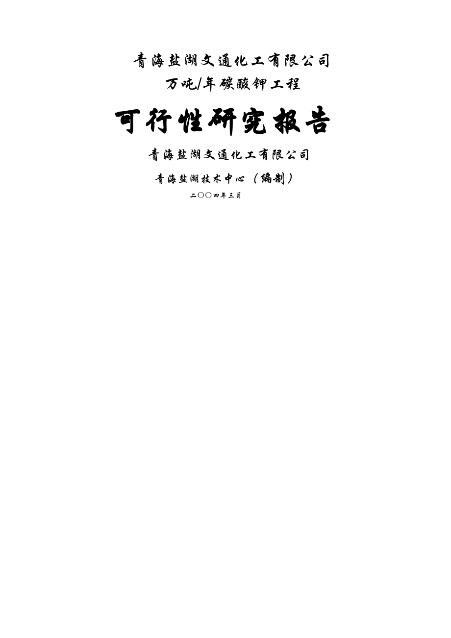 吨碳酸钾项目可研报告.docx_第1页