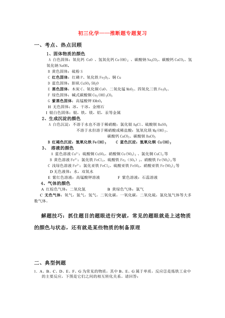 初三化学推断题专项练习(含答案).doc_第1页