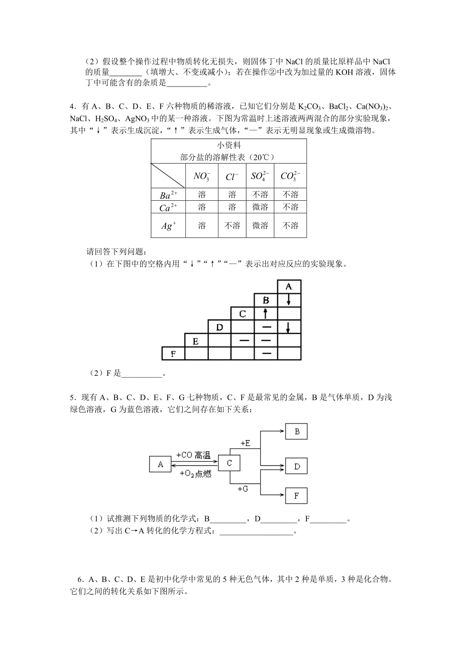 初三化学推断题专项练习(含答案).doc_第3页