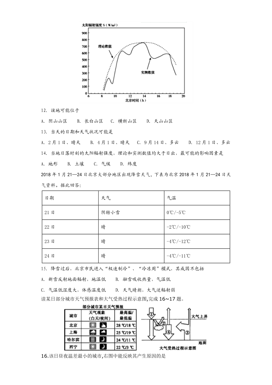 大气的受热过程(基础学习知识题).doc_第3页