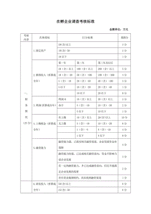 在孵企业调查考核标准.doc