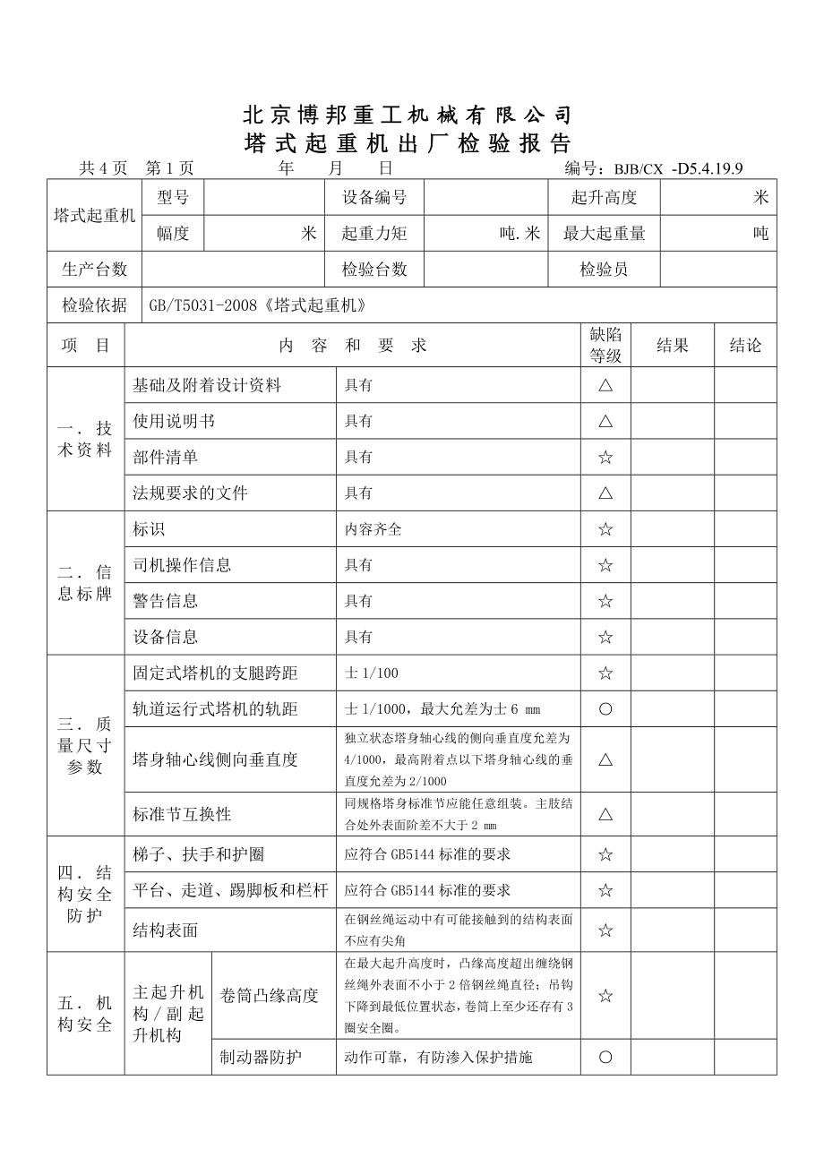 塔式起重机出厂检验报告.doc_第1页