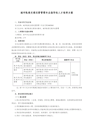 城市轨道交通运营管理方案计划专业.doc