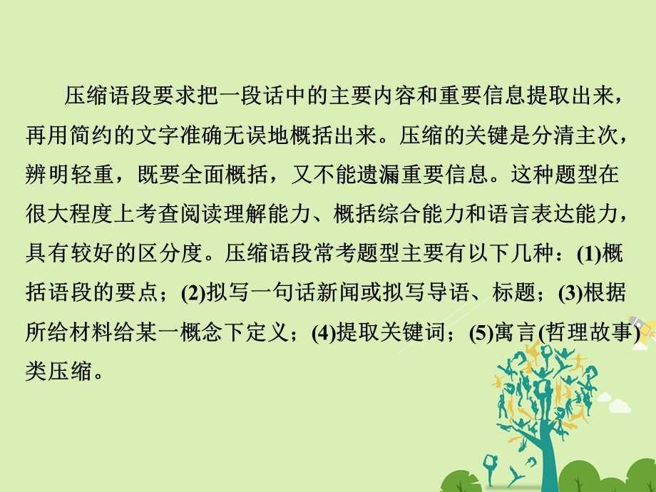 高考语文二轮复习 第一部分 语言文字运用 专题二 压缩语段课件1..ppt_第2页