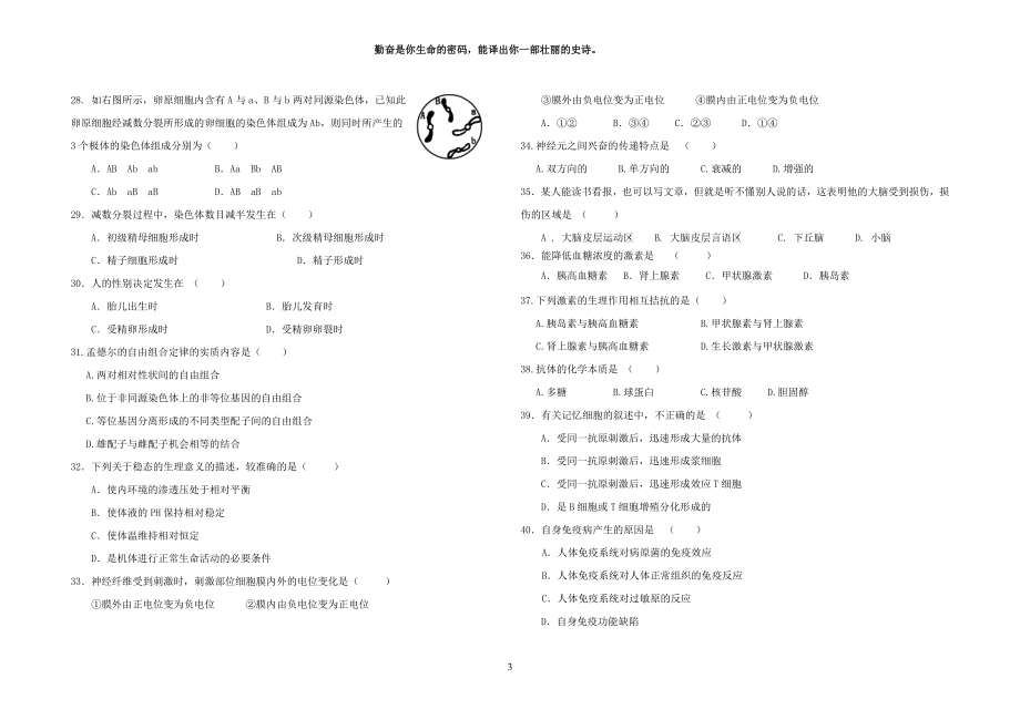 高二文科生物月考模拟题.doc_第3页