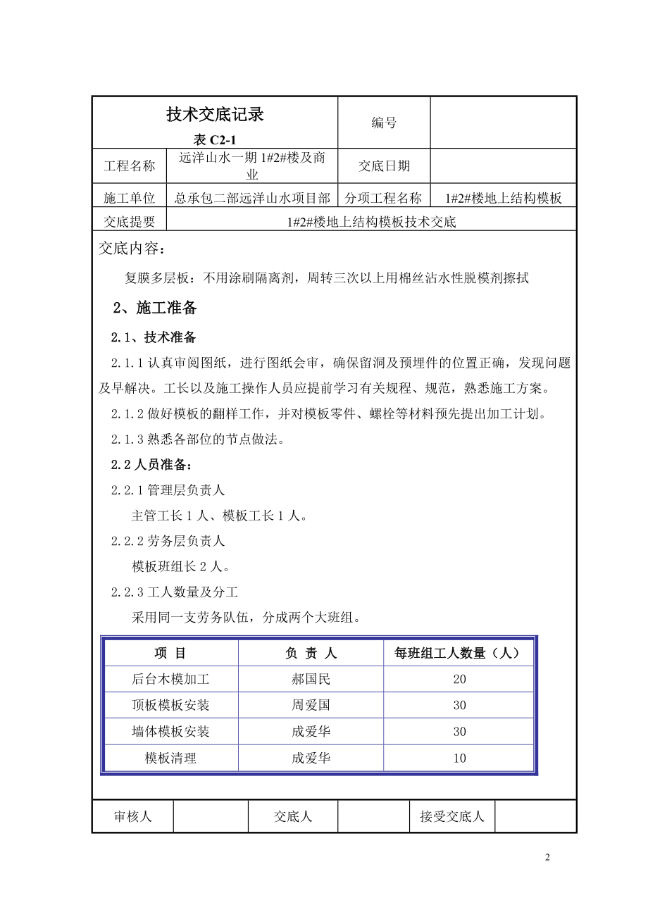 [建筑]12楼地上模板技术交底fanzhenqing.doc_第2页