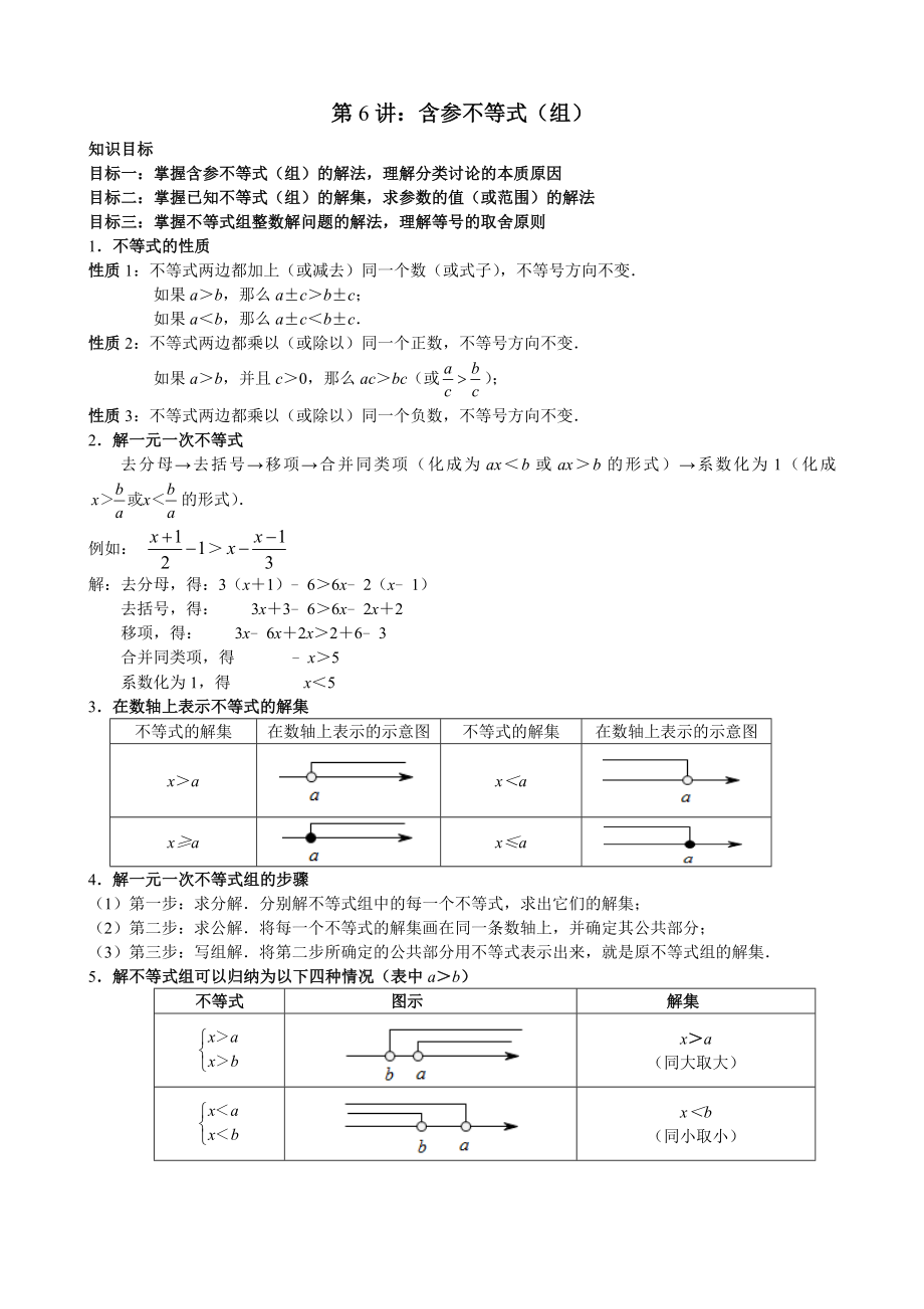 学而思寒假七年级尖子班讲义第6讲含参不等式(组).doc_第1页