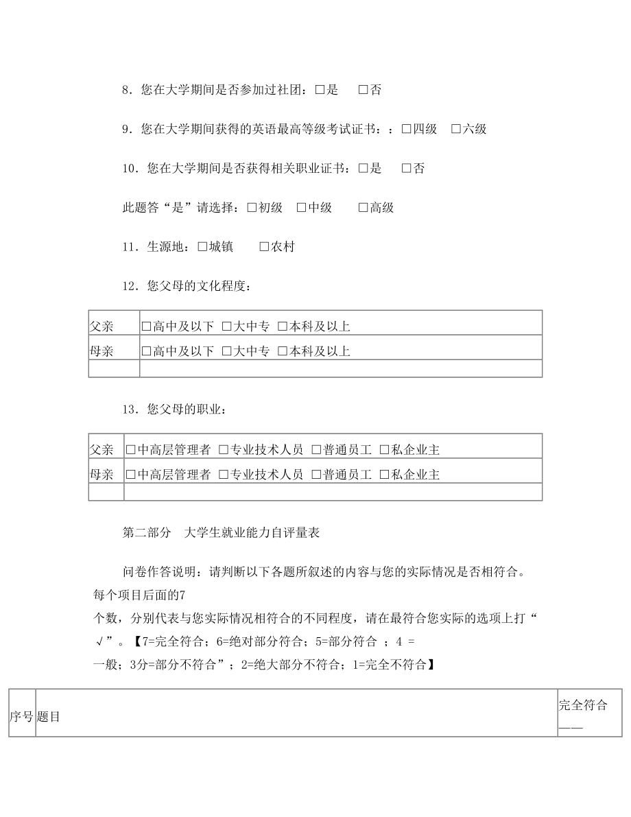 大学生就业能力自评量表——学生问卷.doc_第2页