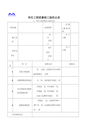 单位工程质量竣工验收记录.doc