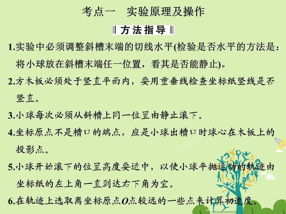 高考物理总复习 第4章 曲线运动 万有引力与航天 实验六 研究平抛运动学考课件1..ppt_第3页