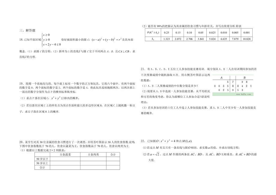 高二文科数学综合测试（22）.doc_第2页