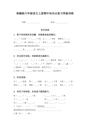 部编版六年级语文上册期中知识点复习突破训练.doc