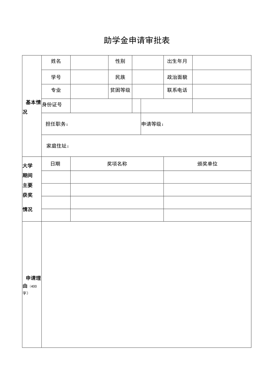 助学金审批表.docx_第1页