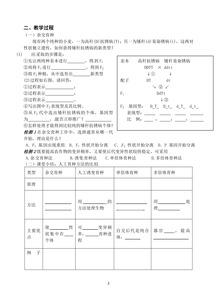 6.1杂交育种与诱变育种教学案缪运良教学文档.doc_第2页