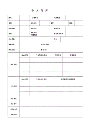 [求职简历]空白个人简历.doc