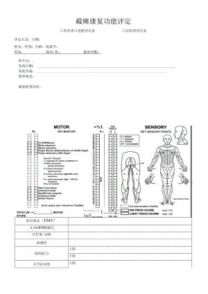 康复医学科截瘫康复功能综合评定表.docx