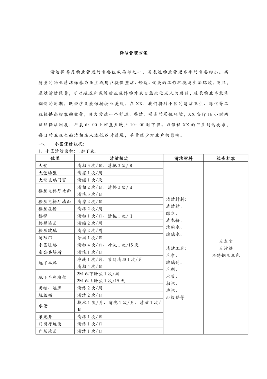 小区保洁管理实施方案.doc_第1页