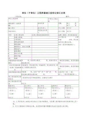 单位（子单位）工程质量竣工验收记录汇总表.docx