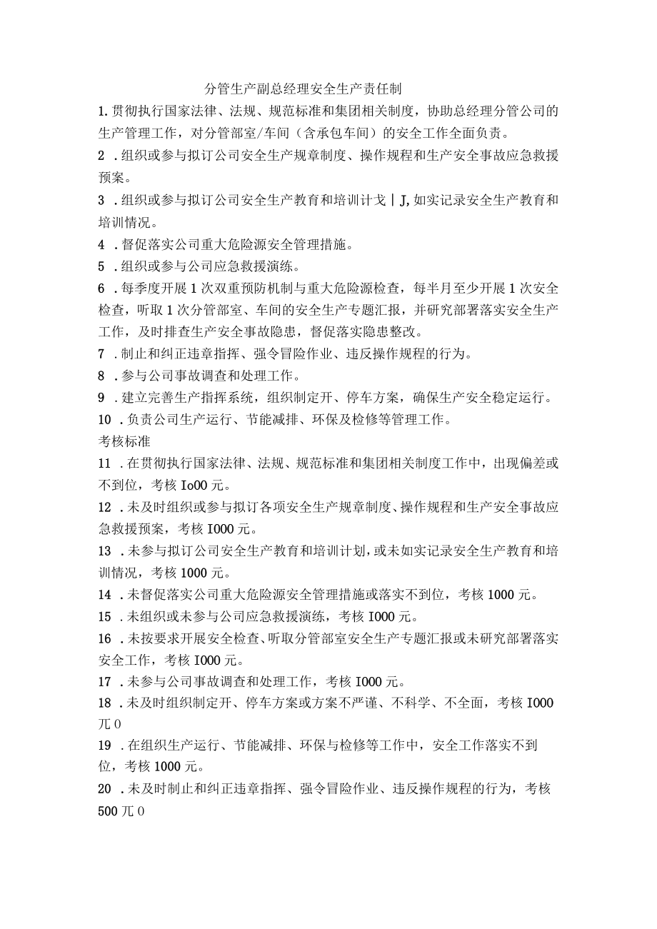 分管生产副总经理安全生产责任制.docx_第1页