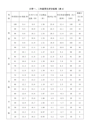 小学《国家学生体质健康标准》评分标准表.doc