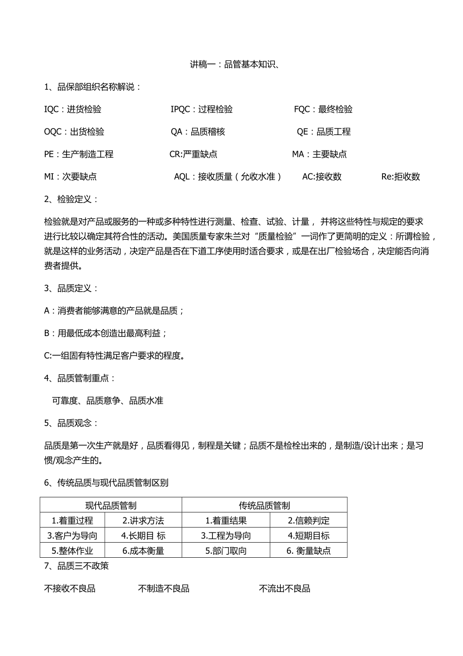 [管理学]品保部培训教材.doc_第1页