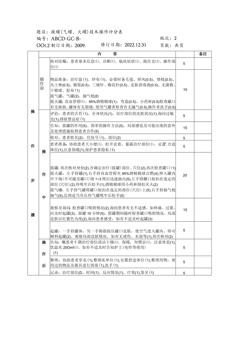 中医护理技术操作拔罐(气罐、火罐)技术操作流程与考核评分标准.docx_第2页