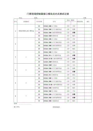 门禁现场控制器接口模块点对点测试记录.docx