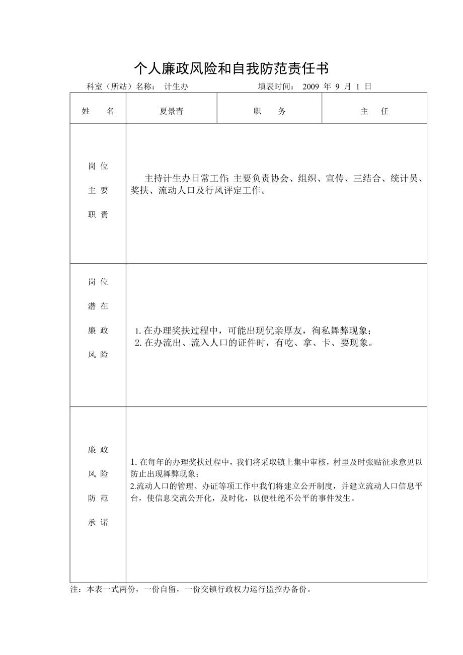 [所有分类]科室所站廉政风险和自我防范责任书.doc_第3页