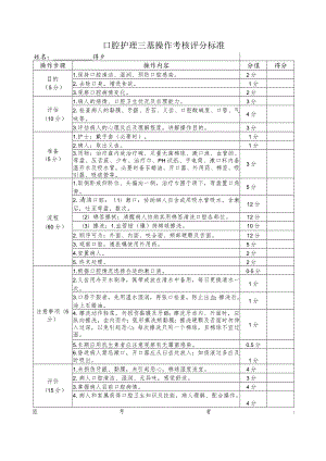 口腔护理三基操作考核评分标准.docx