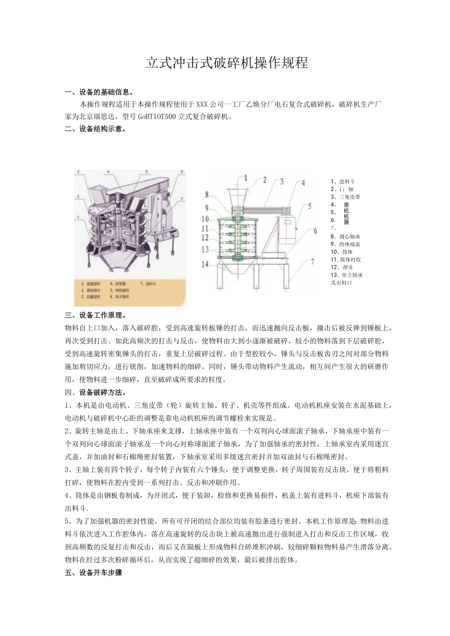 立式冲击式破碎机操作规程.docx_第1页