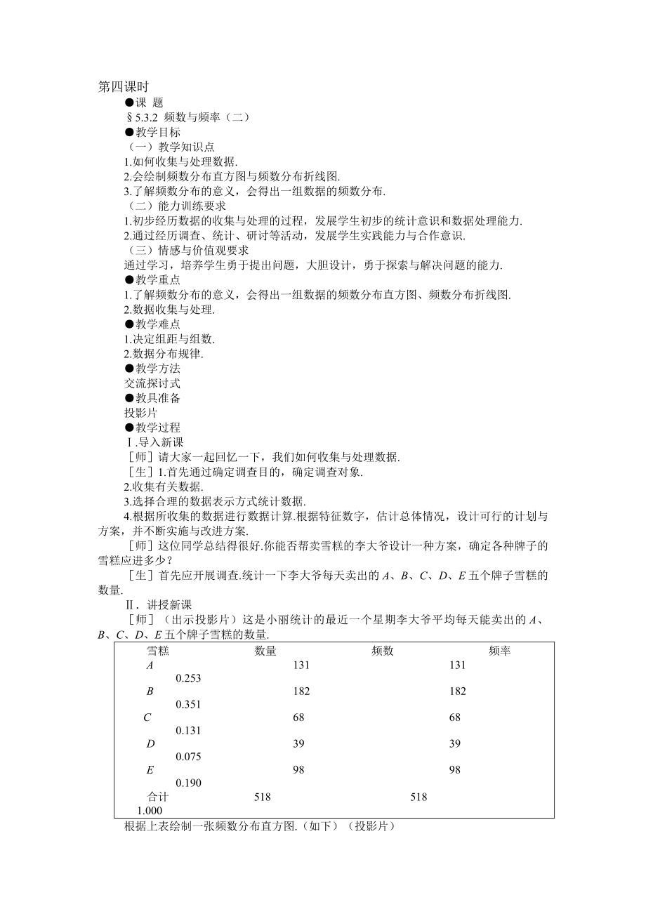 最新示范教案一5.3.2频数与频率二名师精心制作教学资料.doc_第1页