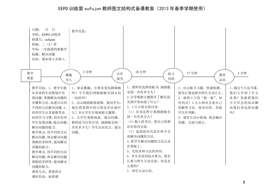 人教版小学二年级数学第四册全册EEPO图文结构式备课教案.doc_第3页