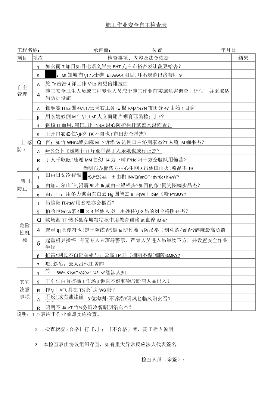 施工作业安全自主检查表.docx_第1页