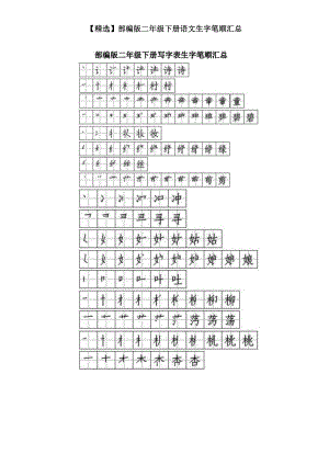 部编版二年级下册语文生字笔顺汇总.doc