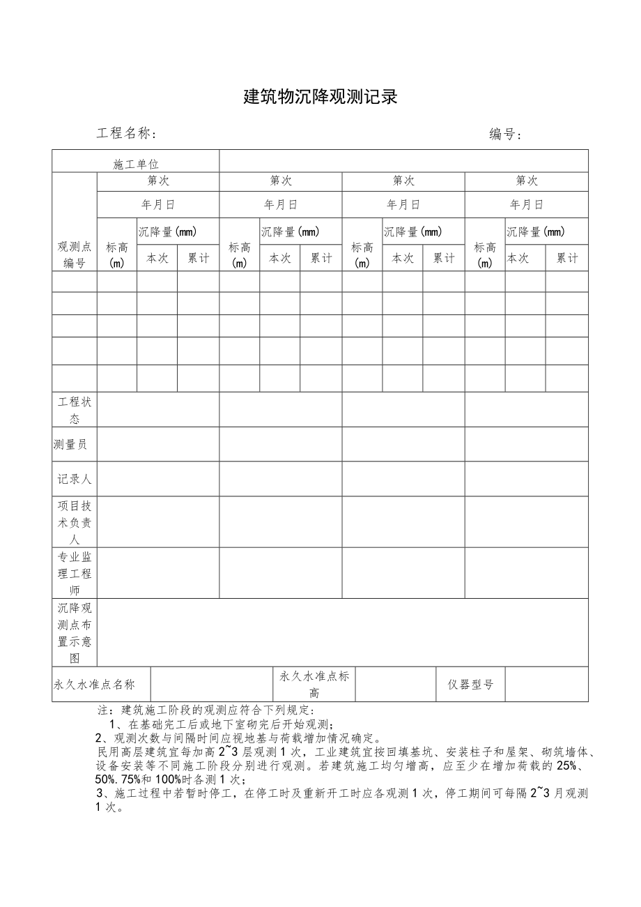 建筑物沉降观测记录.docx_第1页