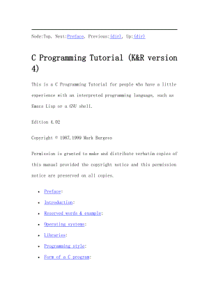 [计算机软件及应用]c语言教程 C Tutorial.doc