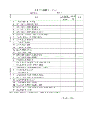 工地安全卫生检核表.docx