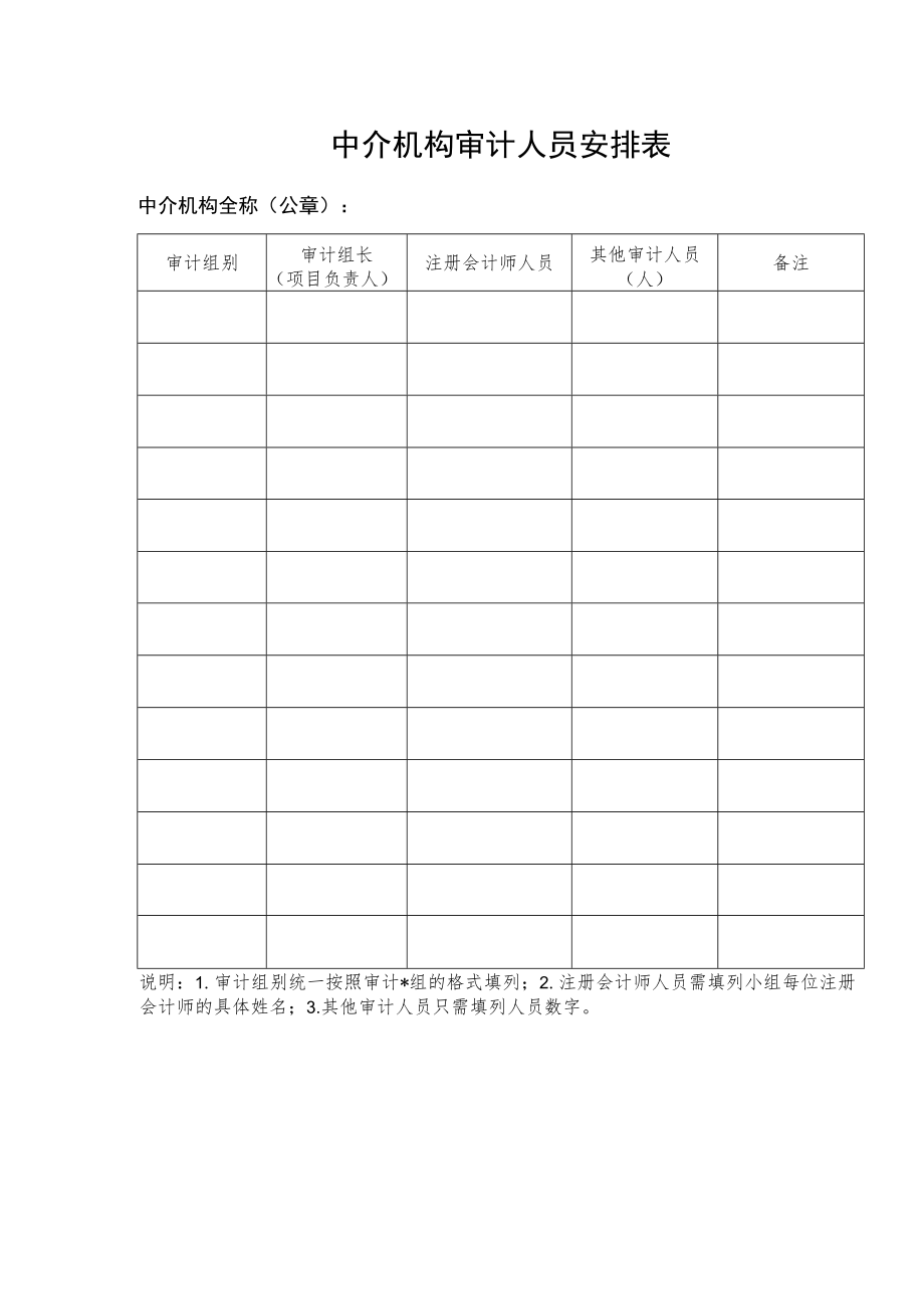 中介机构审计人员安排表.docx_第1页