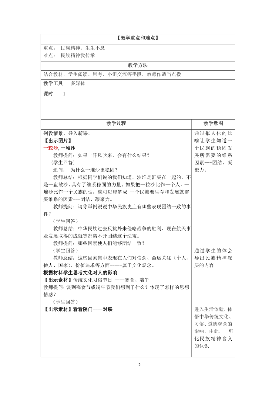 教学设计：弘扬和培育民族精神.doc_第2页