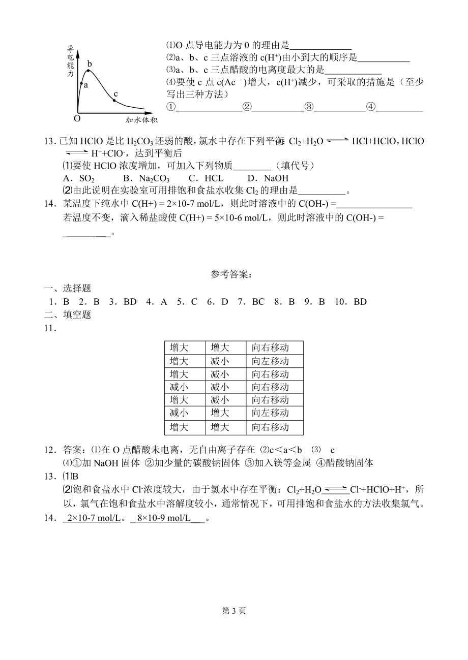 3.1弱电解质的电离平衡练习教学文档.doc_第3页