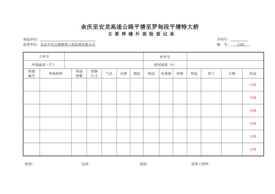 对接焊缝外观检查记录.doc_第2页