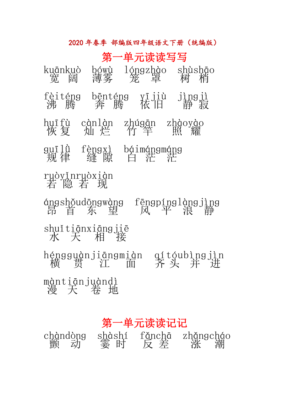 部编版四年级下册语文词语盘点带拼音.doc_第1页