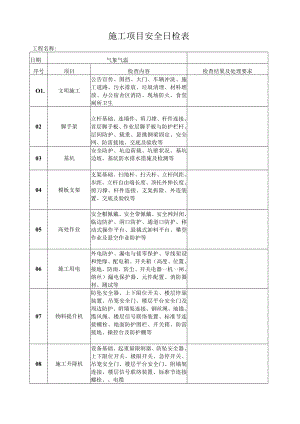 施工项目安全日检表.docx