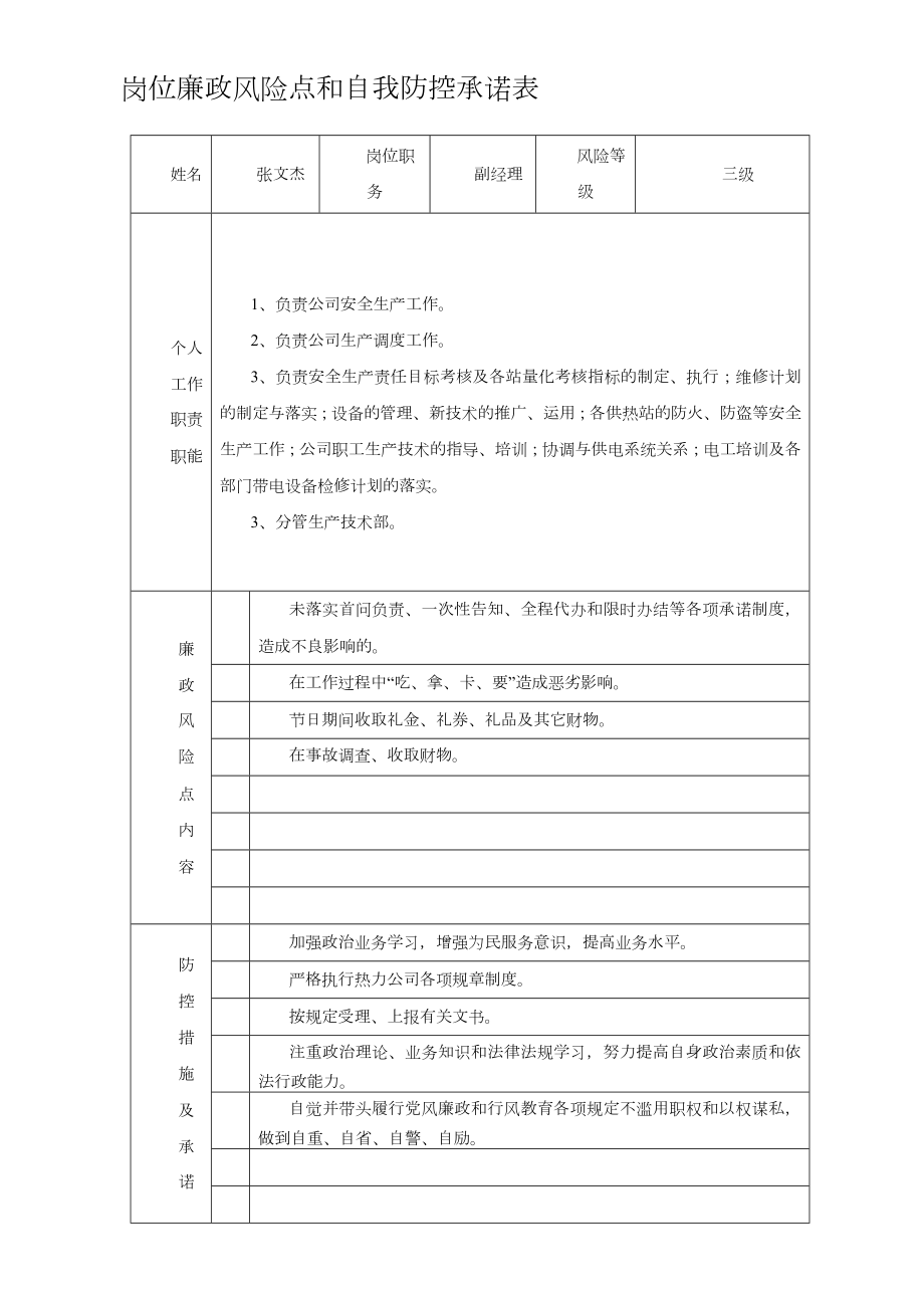 岗位廉政风险点和自我防控承诺表.doc_第2页