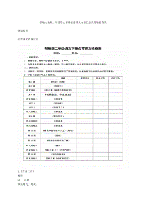 部编人教版二年级语文下册必背课文内容汇总及背诵检查表.docx